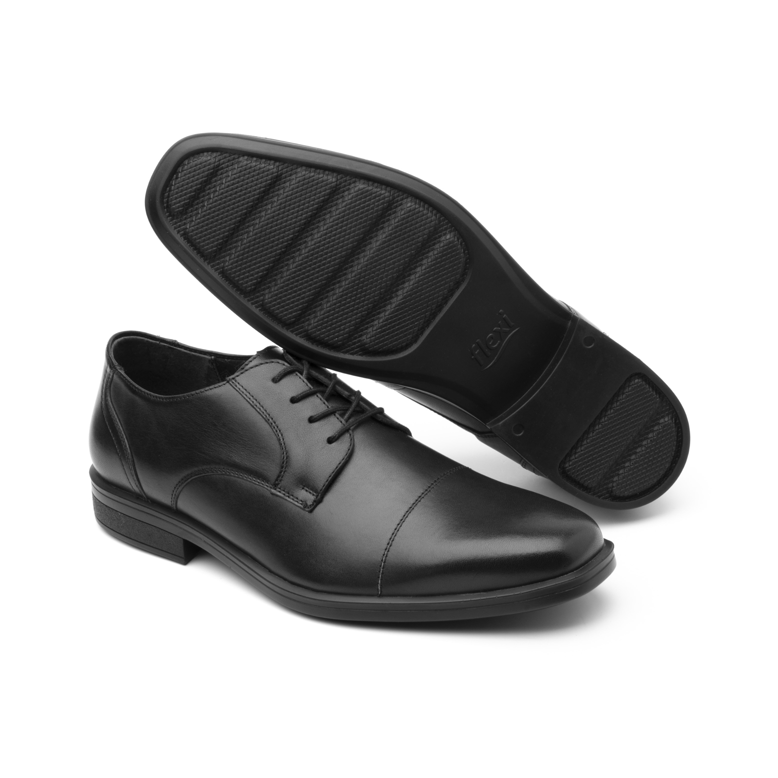 Derby Puntera Liso Flexi para Hombre Estilo 407801 Negro