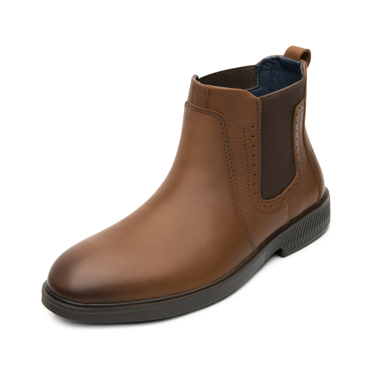 Men's Leather Boot With Elastic Style 412303 Brown