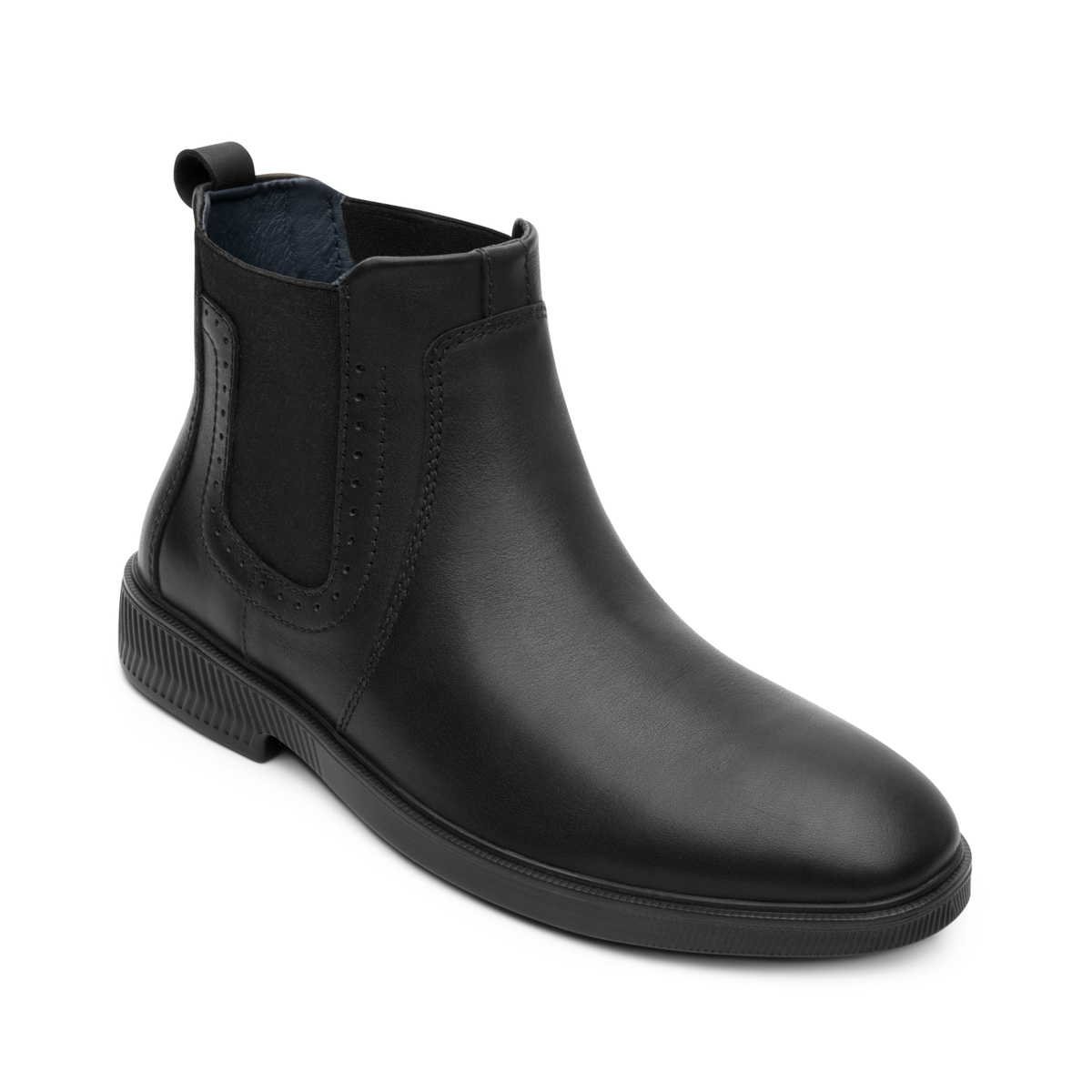 Men's Leather Boot With Elastic Style 412303 Black