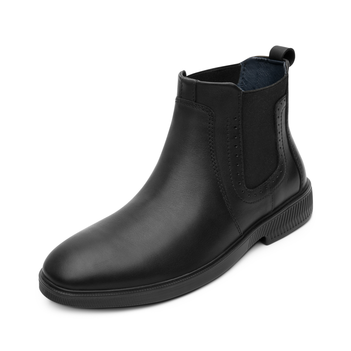 Men's Leather Boot With Elastic Style 412303 Black