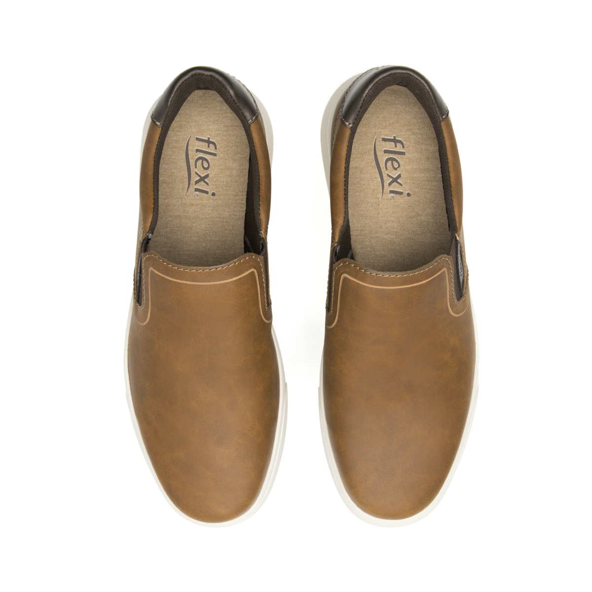 Slip On Casual Flexi para Hombre con Suela Extra Ligera Estilo 415305 Café