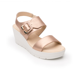 Women's Casual Flexi Metallic Leather Sandal - Style 44516 Pink Gold