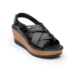 Women's Exotic Texture Flexi Casual Sandal - Style 44517 Black