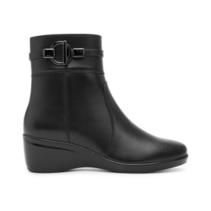 Women's Leather Bootie with Internal Zipper Style 45232 Black