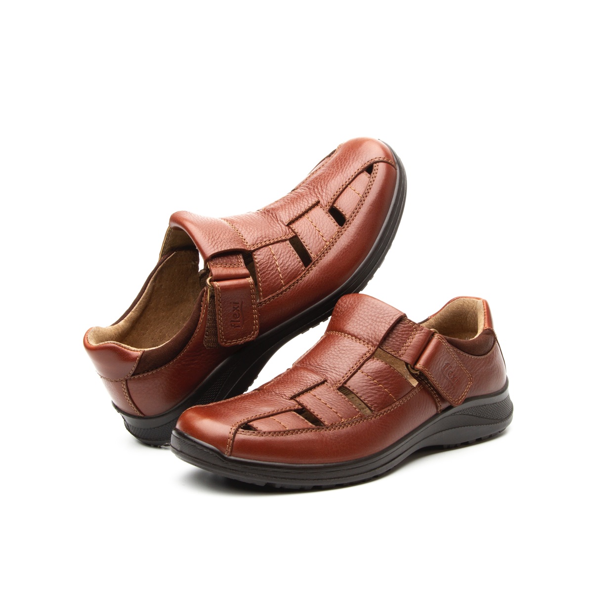 Sandalia Urbana Flexi Con Piel Graneada Para Hombre - Estilo 50807 Tan