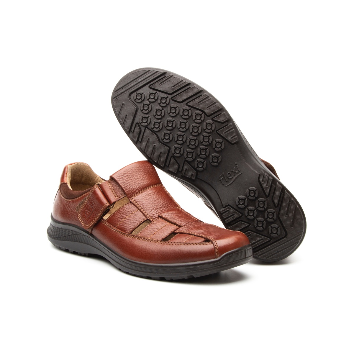 Sandalia Urbana Flexi Con Piel Graneada Para Hombre - Estilo 50807 Tan