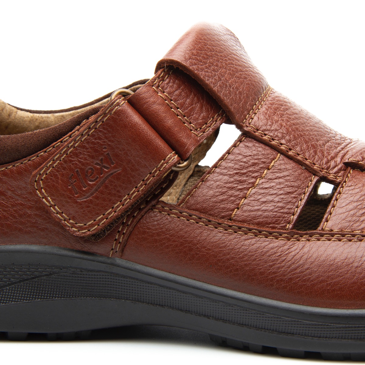 Sandalia Urbana Flexi Con Piel Graneada Para Hombre - Estilo 50807 Tan