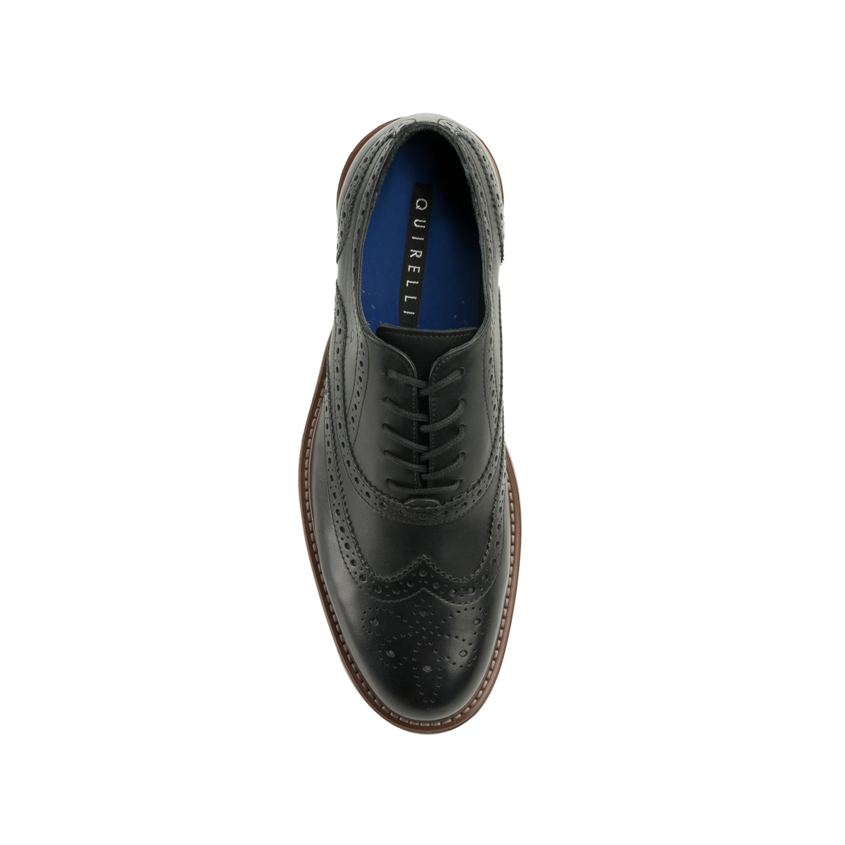 Zapato Oxford Bostoniano Quirelli Con Brillo Natural Para Hombre - Estilo 88602 Negro
