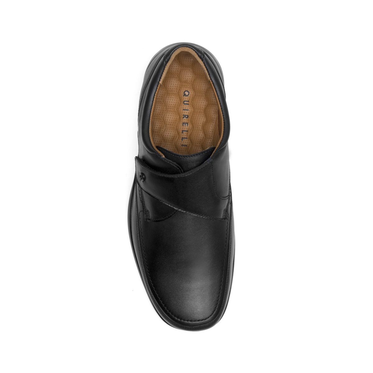 Calzado Piel Con Ajuste Velcro Quirelli para Hombre con Plantilla Hexafoam Estilo 88714 Negro