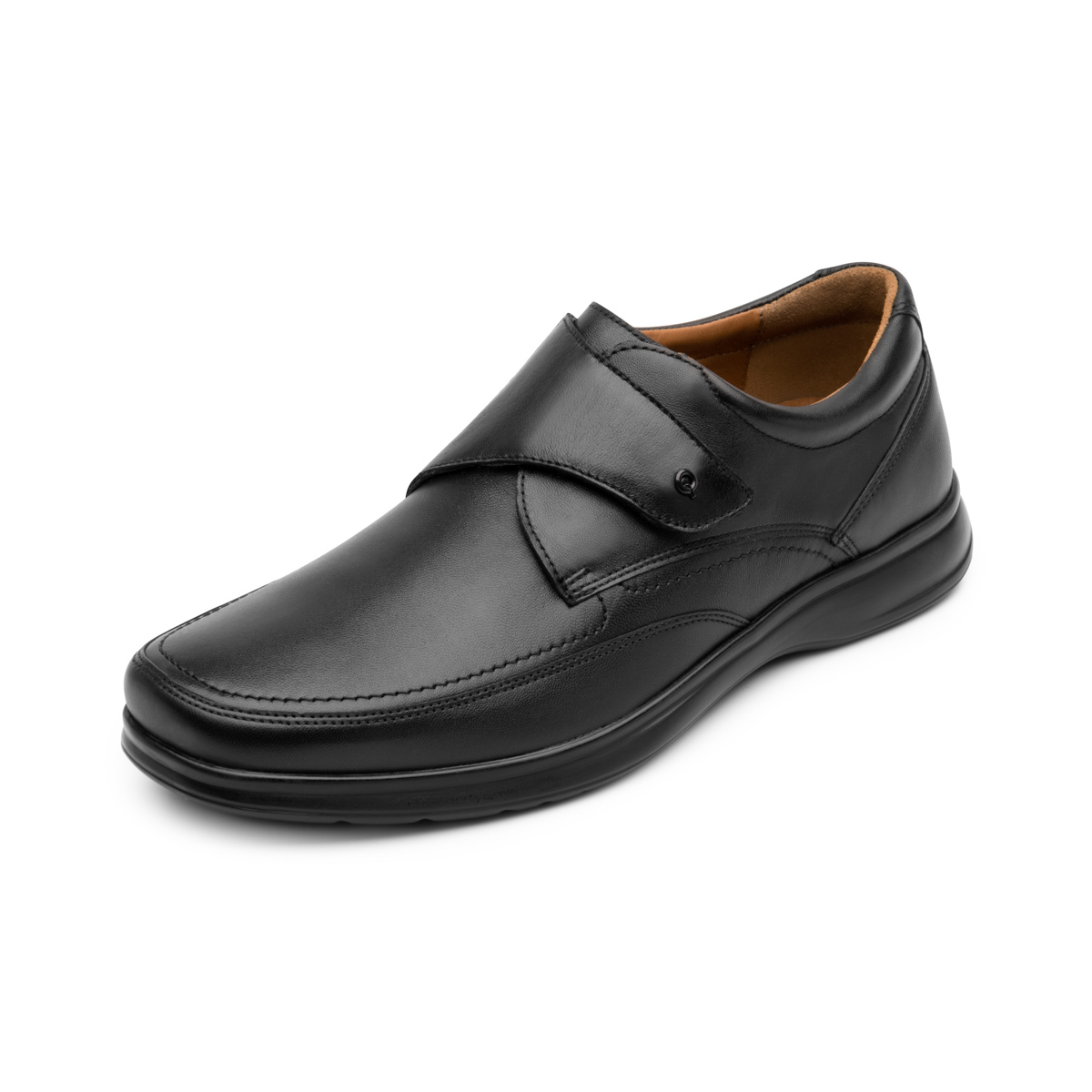 Calzado Piel Con Ajuste Velcro Quirelli para Hombre con Plantilla Hexafoam Estilo 88714 Negro
