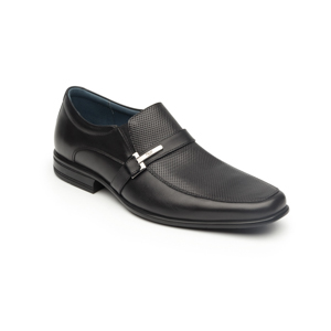 Men's Flexi Sharp Toe Office Dressing Moccasin - Style 90704 Black